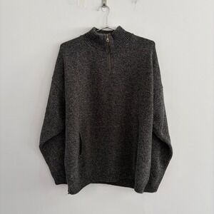 Liberty Sweaters Mens XXL Gray Marl 1/4 Zip Pullover Cotton Blend USA Made